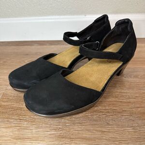 Naot Heel Black Velvet Nubuk Mary Jane Shoes, Size 7